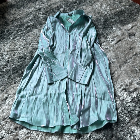 Boohoo Shimmer Shirt Dress - Picture 2 of 3